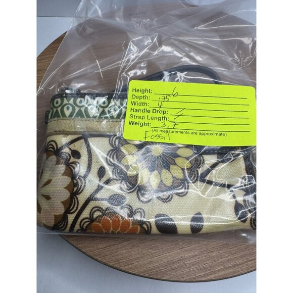 Fossil Floral Wristlet Wallet Zip Around Brown Orange Yellow Green - Picture 3 of 6